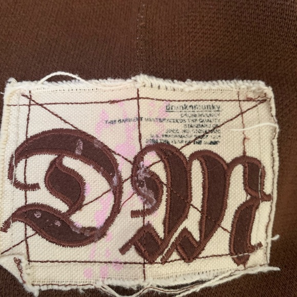 Drunknmunky XLG Mens sweater brown and cream with pink lines in argyle print. - Picture 4 of 4